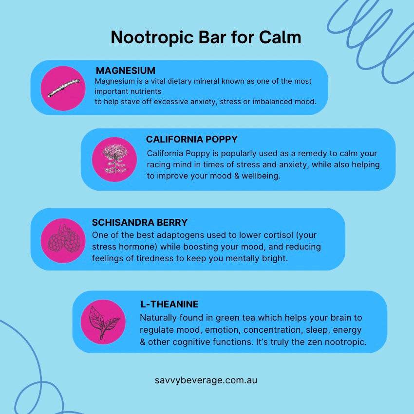 CALM+ Nootropic Bar - Savvy Beverage