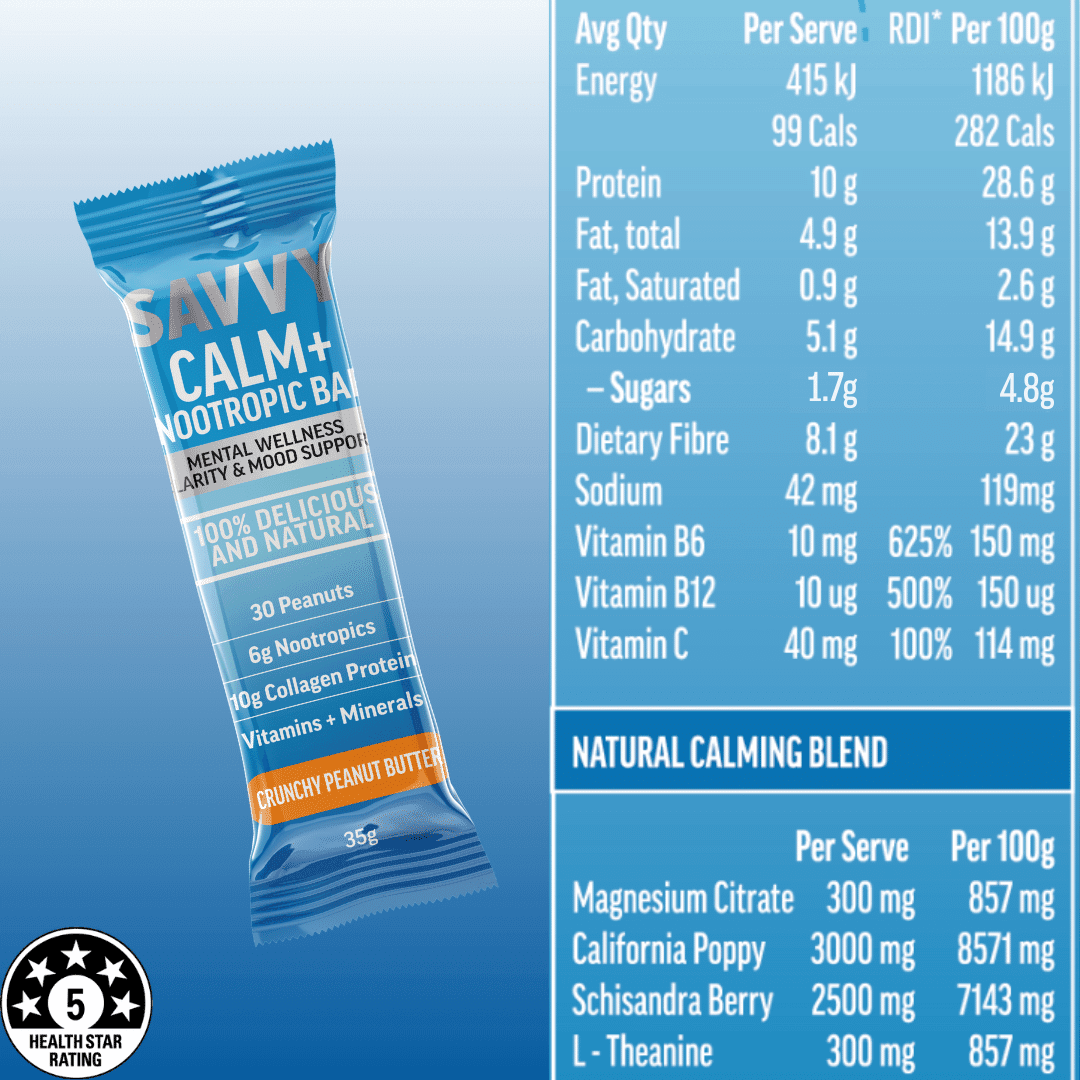 CALM+ Nootropic Bar - Savvy Beverage