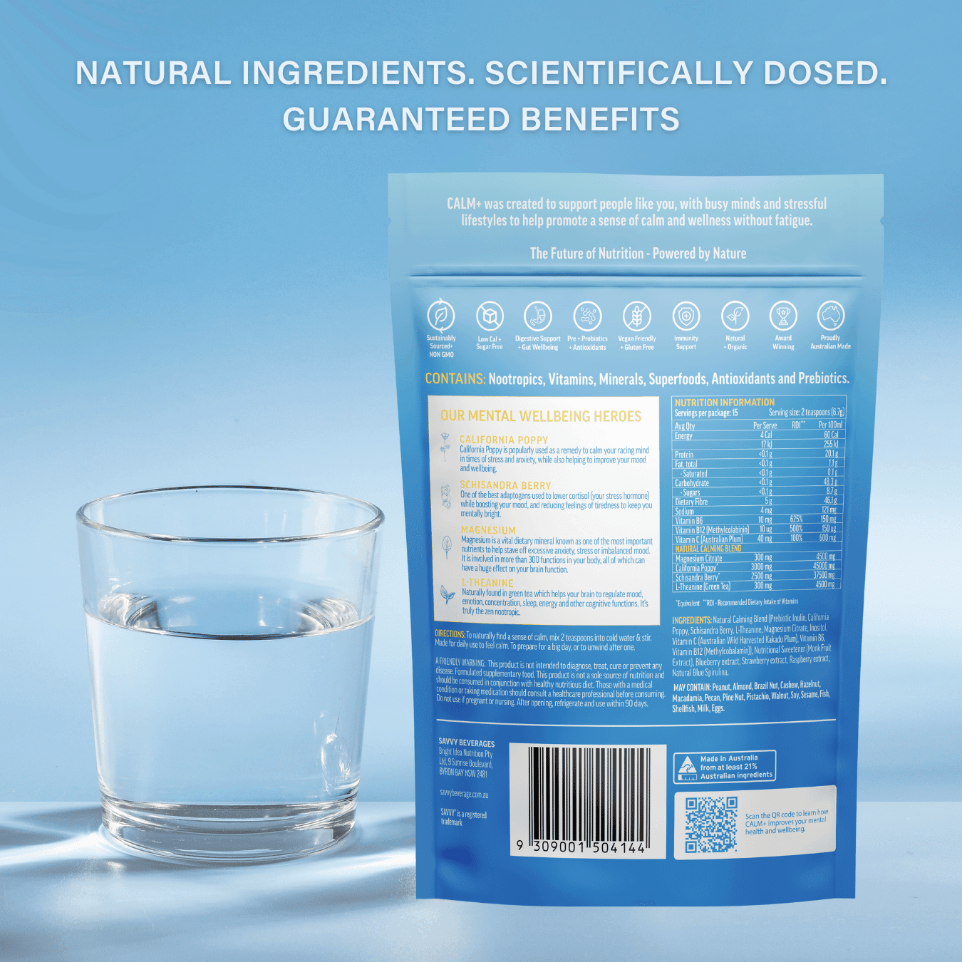 Calm+ Water Functional Mental Health Supplement - Savvy Beverage