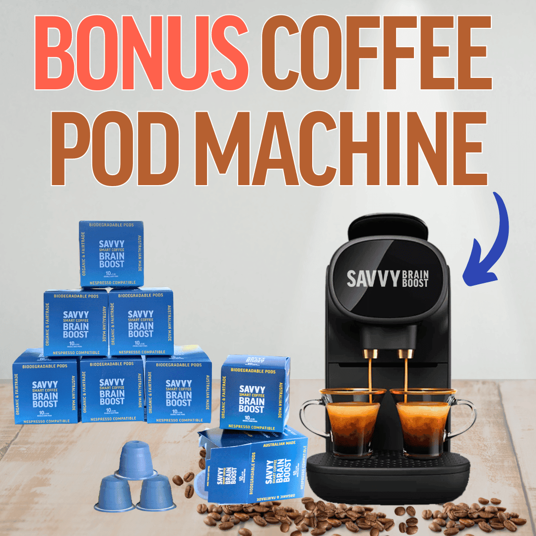 Coffee Pod Machine + 80 Double-Shot Nootropic Coffee Bundle Subscription - Savvy Beverage